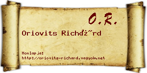 Oriovits Richárd névjegykártya